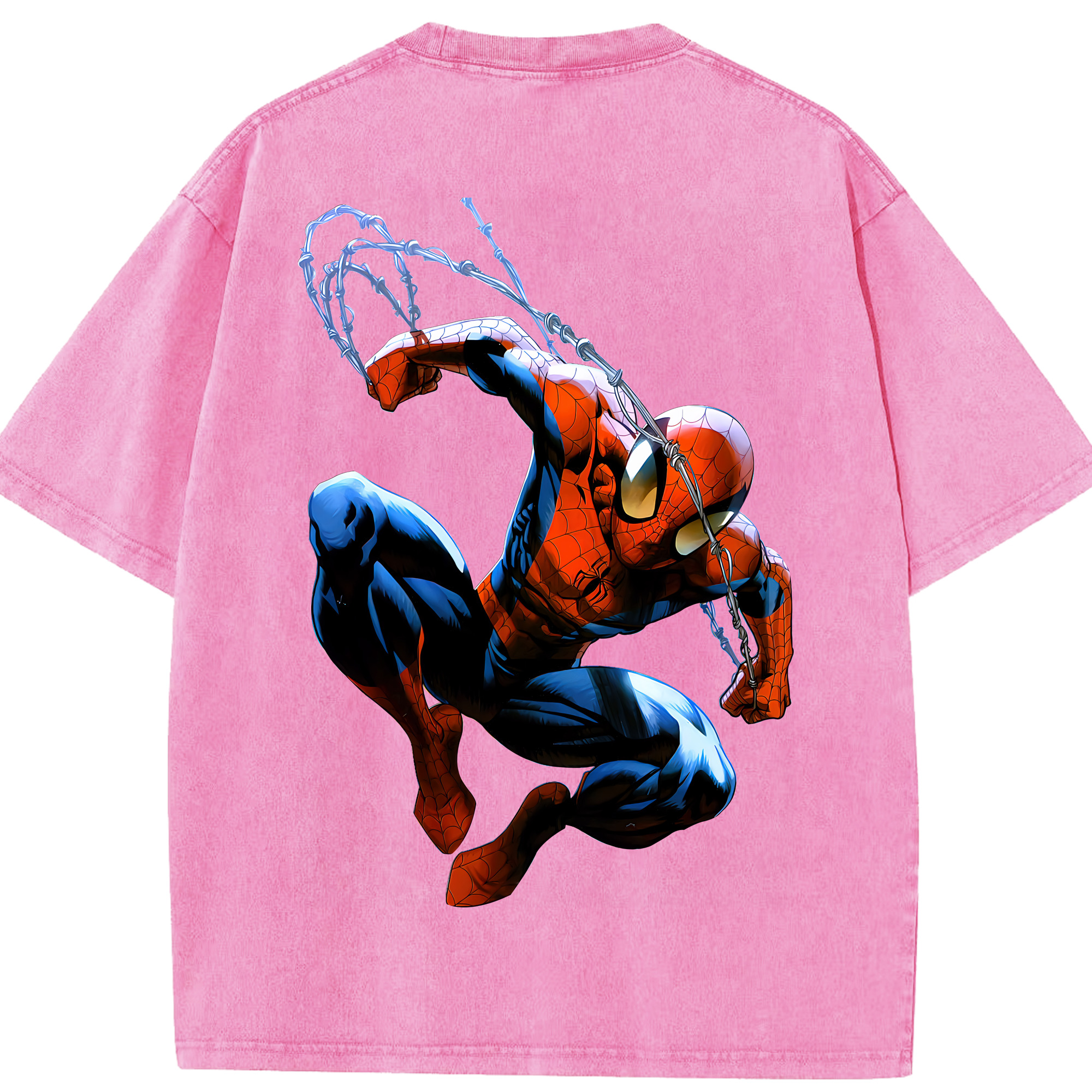 （画像用） Spider Man スパイダーマン 綿100% ヴィンテージ風 半袖Tシャツ（背面プリント）